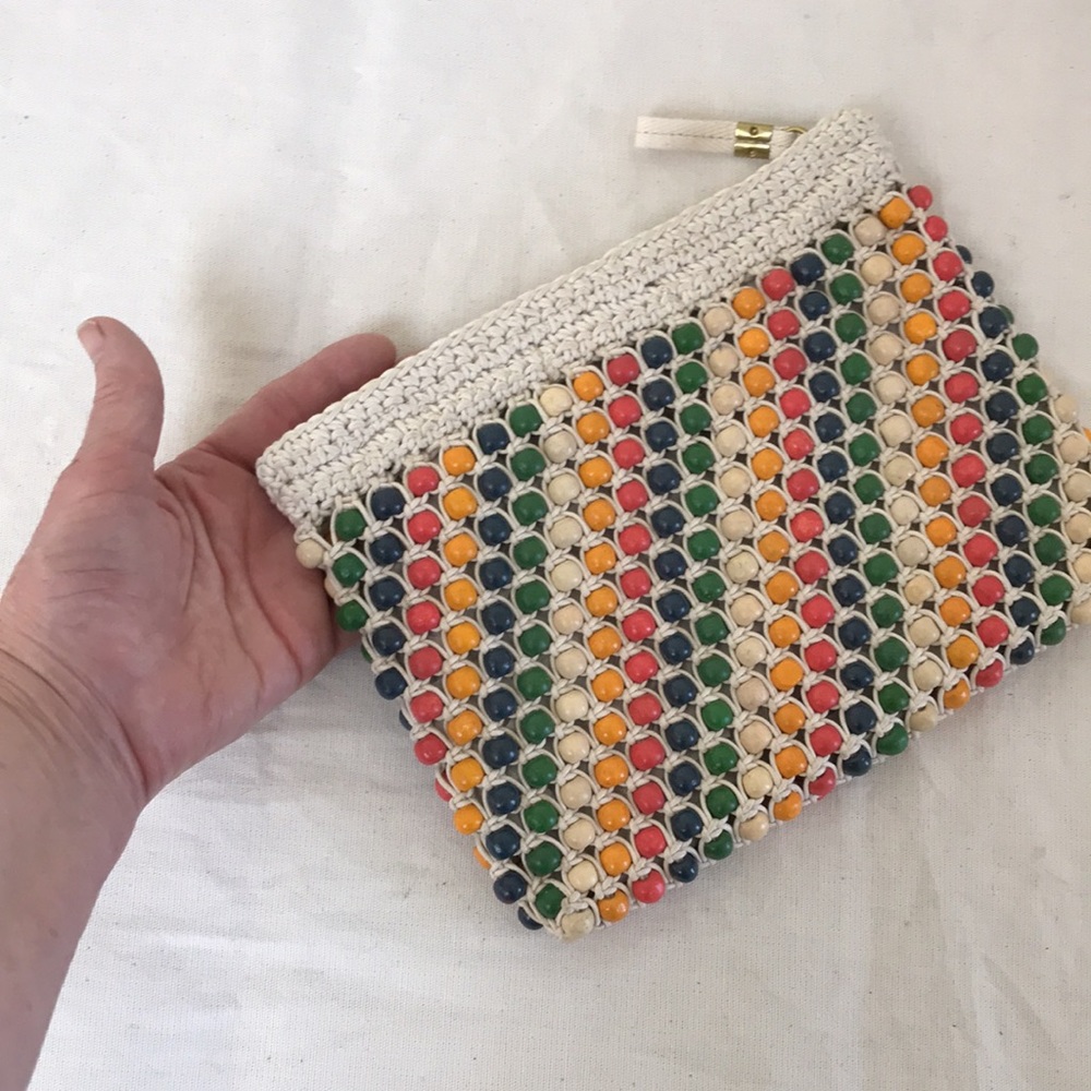 NWT Madewell Summer THE BEADED CROCHET POUCH CLUTCH Zipper top colorful fun bag